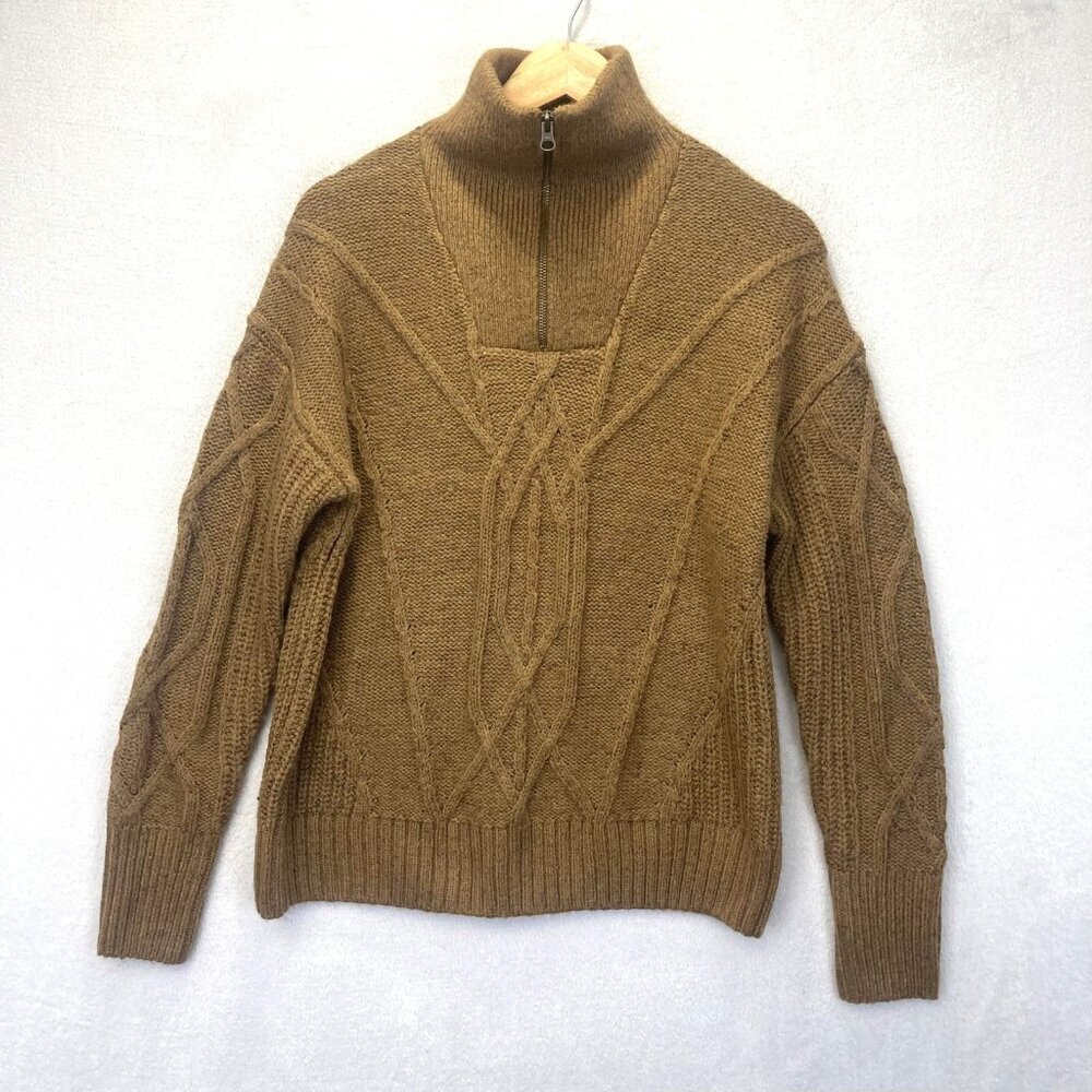 Natural Reflections Oversized Cable Knit Sweater Womens Medium Camel Brown Cozy